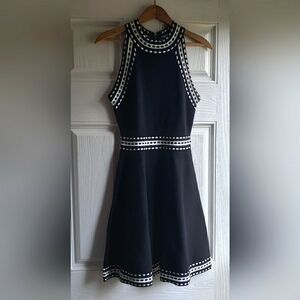 Dresses | Milly Womens Woven Trim Flare Dress Black Size M | Poshmark